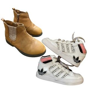 OshKosh B'gosh Booties Hi-Top Adidas Hardcourt 2 For 1 Toddler Size 8